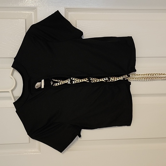 OMT FASHIONS Crop w/Gold chain szLG - Picture 2 of 3